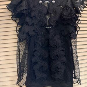 Express Elegant Black Lace Blouse